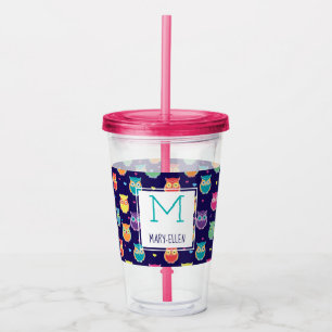 Paarse regenboogboompatroonmonogrammen meisjes acryl drinkbeker