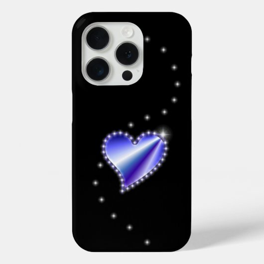 Paarse regenbooghartslag met sterren op zwart Case-Mate iPhone case (Achterkant)