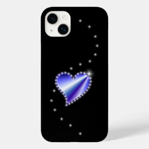 Paarse regenbooghartslag met sterren op zwart Case-Mate iPhone 14 plus hoesje