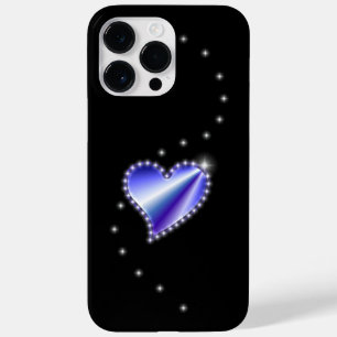 Paarse regenbooghartslag met sterren op zwart Case-Mate iPhone 14 pro max hoesje
