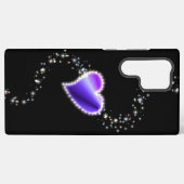 Paarse regenbooghartslag met sterren op zwart samsung galaxy hoesje (Achterkant horizontaal)