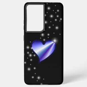 Paarse regenbooghartslag met sterren op zwart samsung galaxy hoesje