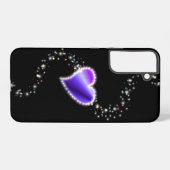 Paarse regenbooghartslag met sterren op zwart samsung galaxy hoesje (Achterkant horizontaal)