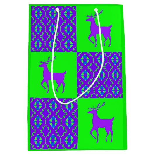 Paarse rendieren medium cadeauzakje (Voorkant)