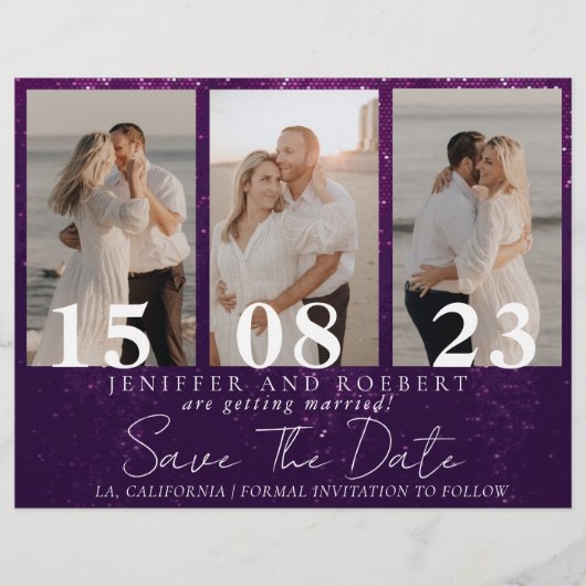 Paarse reservekopieer foto's opslaan Datum Kaart (Voorkant)