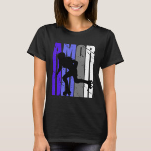 Paarse Retro Amor Roller Schaatsen Fan Squad T-shirt
