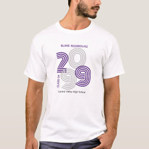 Paarse Retro Big Numbers Klasse van Senior T-shirt