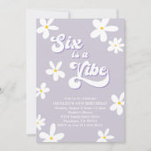 Paarse retro Daisy Six is een vibe verjaardag Kaart (Voorkant)