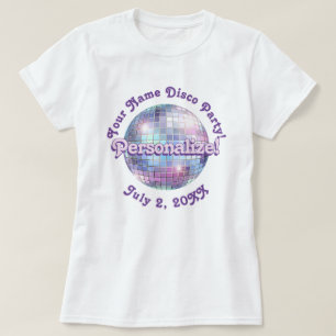 Paarse Retro Disco Bal PERSONALISEERDE T-Shirt
