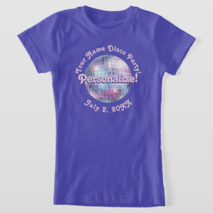 Paarse Retro Disco Ball PERSONALIZED T-Shirt