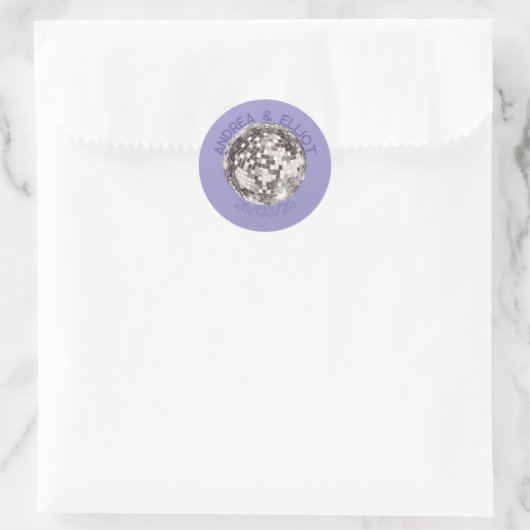Paarse Retro Disco Trouwsticker Enveloppe Zegel (Tas)