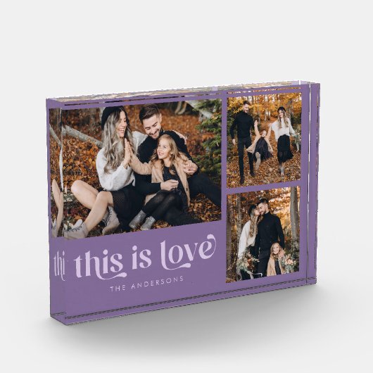 Paarse Retro Dit is Love Collage Fotoblokken (Links)