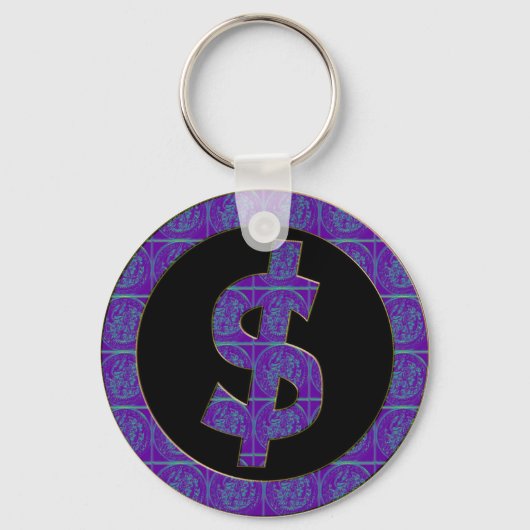PAARSE RETRO DOLLAR SIGN SLEUTELHANGER (Voorkant)