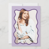 Paarse retro golvende lijst foto afstuderen kaart (Achterkant)