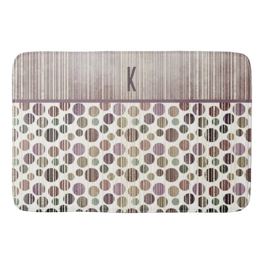 Paarse Retro Modern Polka Dots Badmat (Voorkant)