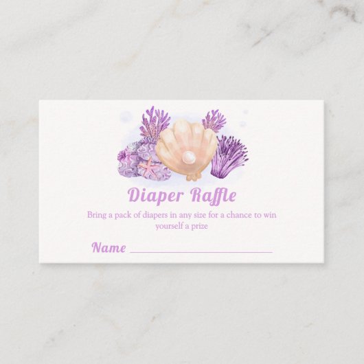 Paarse Retro Pearl Diaper Raffle Baby shower Informatiekaartje (Voorkant)