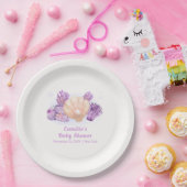 Paarse Retro Pearl Seashell Baby shower Papieren Bordje (Feest)
