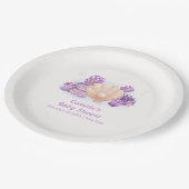 Paarse Retro Pearl Seashell Baby shower Papieren Bordje (Gekanteld)