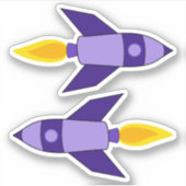 Paarse Retro Rocket Vinyl Stickers (Voorkant)