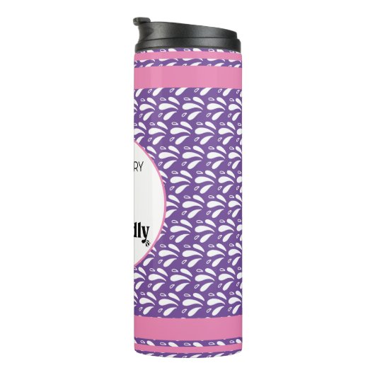 Paarse Retro Water Pattern Kano Otter Aangepaste N Thermosbeker (Geroteerd rechts)