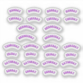 Paarse Retro Weekday Journal Sticker Pack (Voorkant)