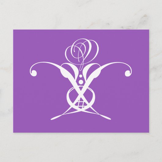 Paarse Retro Wit Bloeiend Roos Briefkaart (Voorkant)