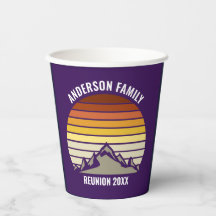 Paarse Retro Zonsondergang Berg Aangepast Feest
