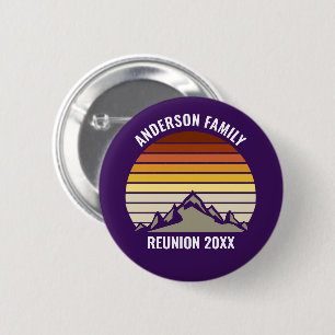 Paarse Retro Zonsondergang Berg Aangepast Ronde Button 5,7 Cm
