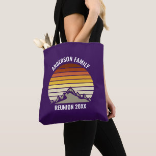 Paarse Retro Zonsondergang Berg Persoonlijk Draagtas