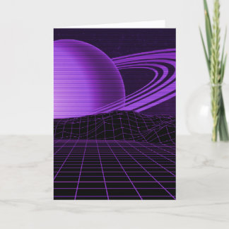 Paarse Retrowave Groeten Kaart