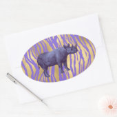 Paarse Rhinoceros — Dierafdrukken Ovale Sticker (Envelop)
