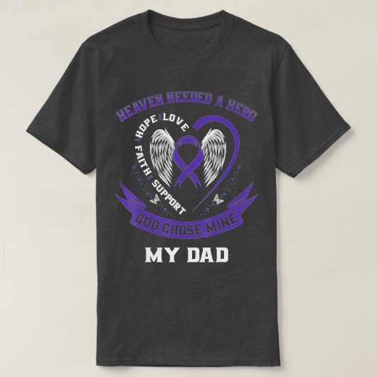 Paarse Ribbon Alzheimer Awareness Pap Heart Wings T-shirt (Design voorkant)