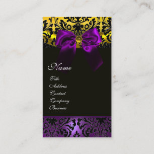PAARSE RIBBON BLACK GOLD YELLOW DAMASK MONOGRAM VISITEKAARTJE
