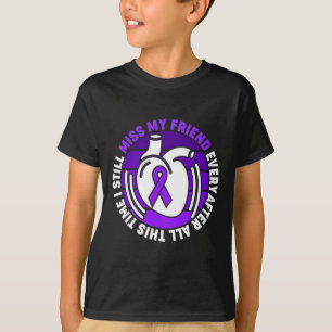 Paarse Ribbon Overdose Awareness Miss My Friend Me T-shirt