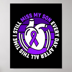 Paarse Ribbon Overdose Awareness Miss My Son Poster