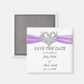Paarse ribbon Silver Swans sparen de Datum Magnet Magneet (Voorkant / Achterkant)