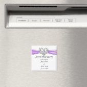 Paarse ribbon Silver Swans sparen de Datum Magnet Magneet (Insitu (Vaatwasser))