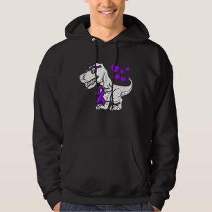 Paarse Ribbon Trex Dino Epilepsy Bewustmaking Kind Hoodie