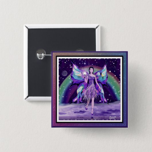 Paarse Rijnfee Button (Voorkant /achterkant)