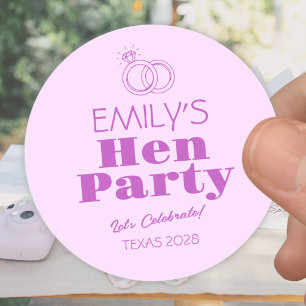 Paarse Ringen Hen Party Ronde Sticker