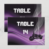 Paarse Road Biker Trouwtafel nummer briefkaart (Voorkant / Achterkant)