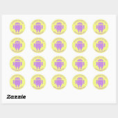 Paarse robot - Aangepaste kinderen op zaterdag Ronde Sticker (Vel)