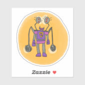Paarse Robot Comic Book Style Sticker (Vel)