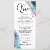 Paarse rode aqua Waterverf moderne bruiloft Menu (Voorkant)