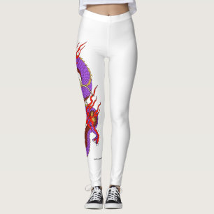 Paarse rode draak op witte leggings