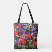 Paarse, rode en witte jaarbloemen tote bag (Achterkant)