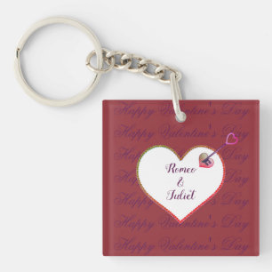 Paarse Rode Hart Schattigee Romance Happy Valentin Sleutelhanger