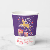 Paarse rode kerstrender papieren bekers (Achterkant)