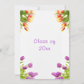 Paarse rode tulpen afstudeerfeest uitnodiging (Achterkant)