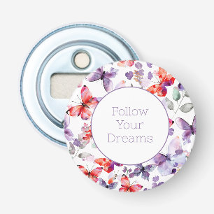 Paarse Rode Vlinders Button Flesopener